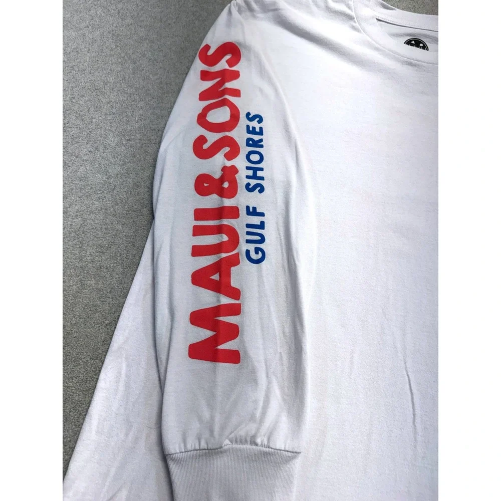 Maui and Sons Gulf Shores Shark Graphic Long Sleeve T Shirt Mens Large Coastal - Picture 8 of 10